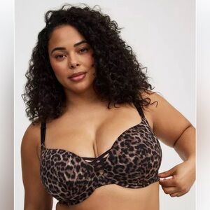 Torrid Curve XO Plunge Push-Up Smooth Bra Leopard Print 360° Back Smoothing
